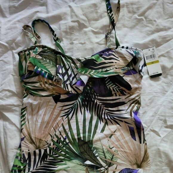 MACY'S Island Escape Tankini Top size 14 - Picture 2 of 3